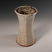 Faceted Vase with Wire Frog