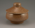 Covered Pot  6" x 6", Flashing slip, white liner glaze